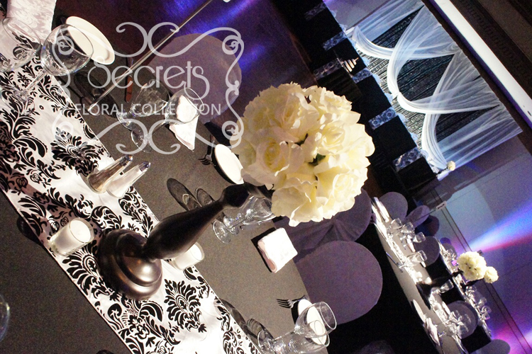 A Black and White Damask Wedding Reception Decoration Toronto Wedding