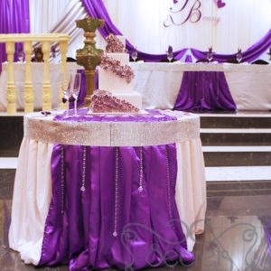 A Crystallized Royal Purple and Silver Wedding Reception Decoration